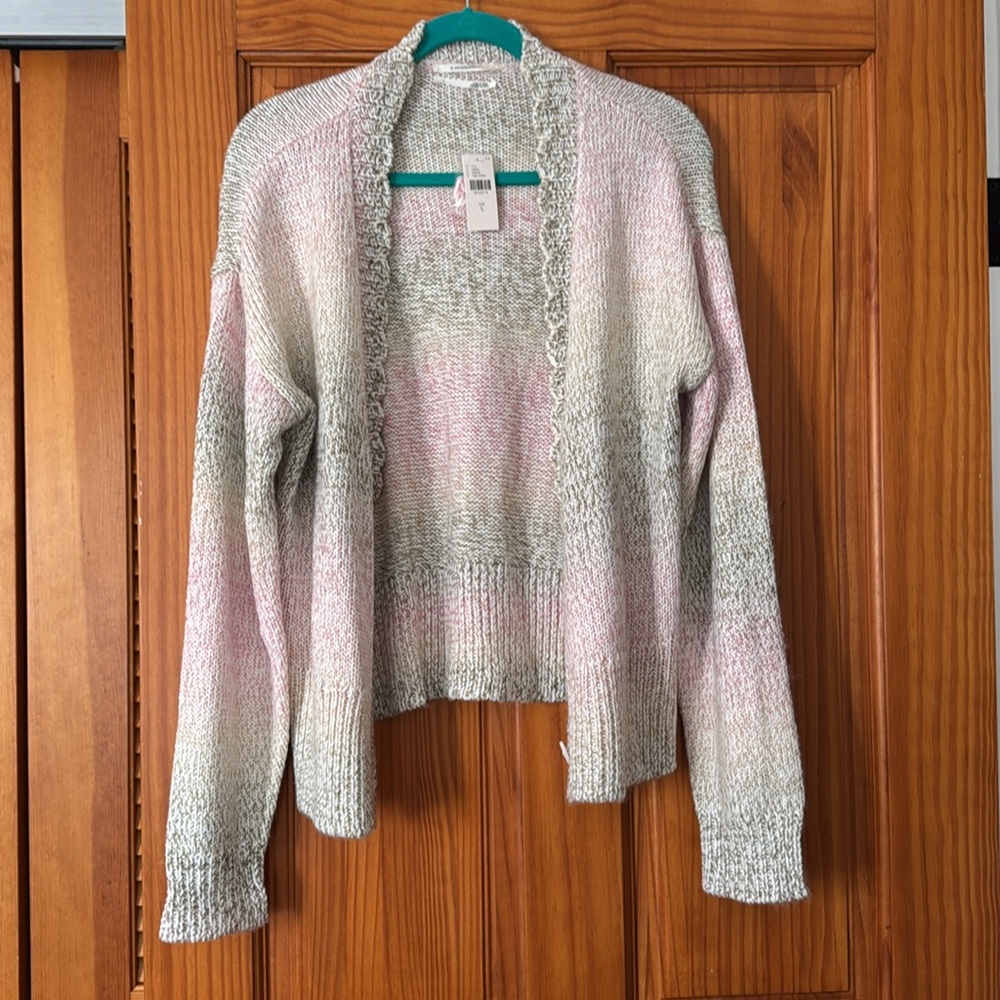 NWT Anthropologie pink/green sweater size Large